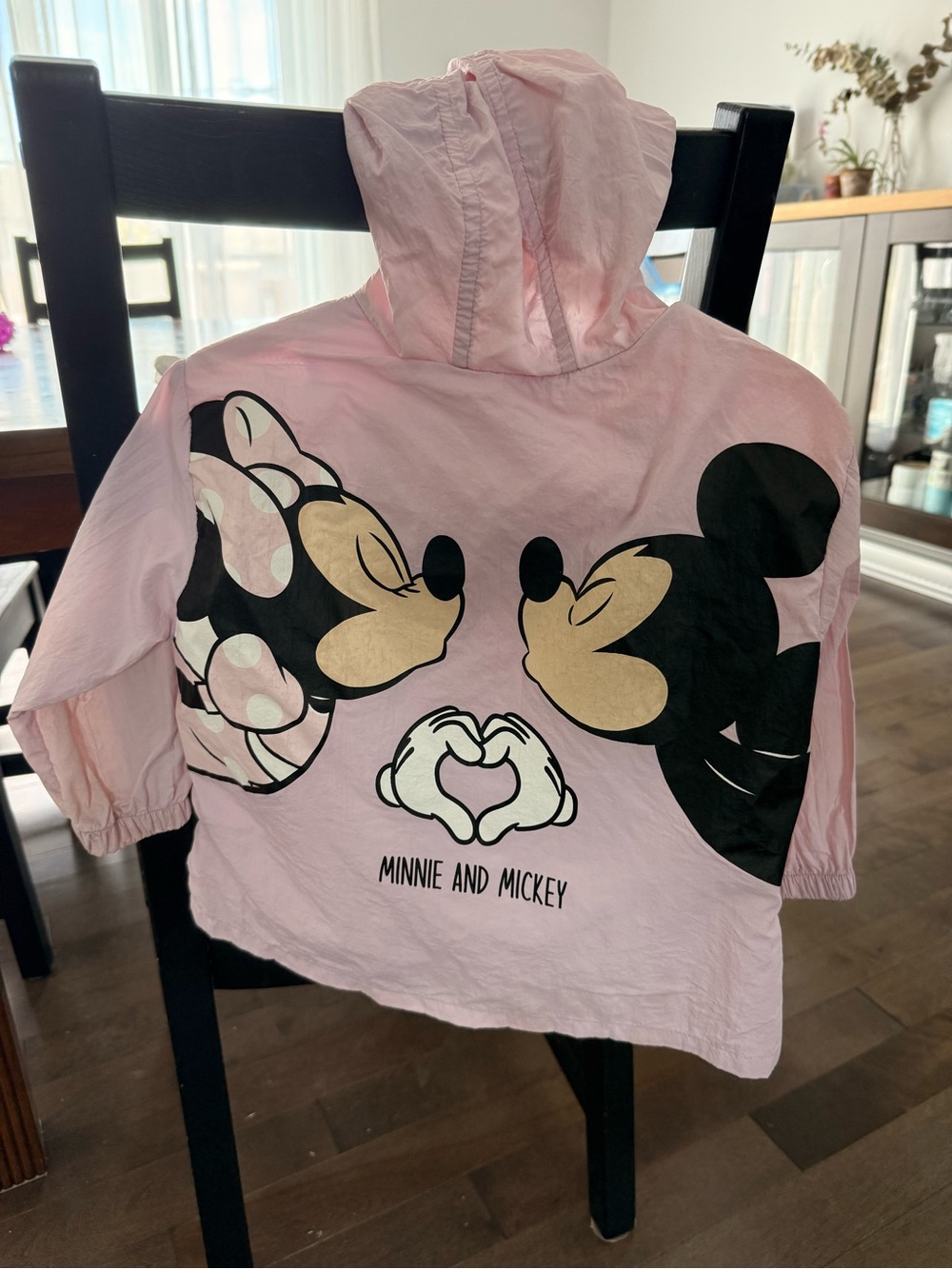 Zara Pink Minnie & Mickey Hooded Graphic Jacket